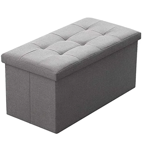 Camabel Folding Storage Ottoman Bench Cube Holds Up to 660lbs 30 inch Storage Bench with Memory Foam Seat Ottoman with Storage Footrest Padded Upholstered Tufted for Room BG364