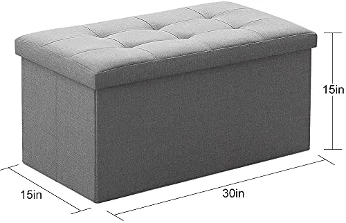 Camabel Folding Storage Ottoman Bench Cube Holds Up to 660lbs 30 inch Storage Bench with Memory Foam Seat Ottoman with Storage Footrest Padded Upholstered Tufted for Room BG364