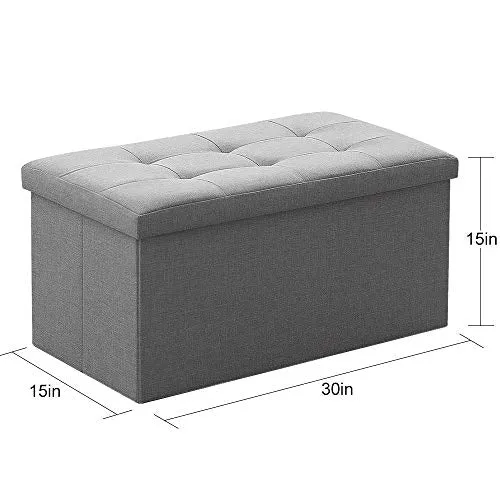Camabel Folding Storage Ottoman Bench Cube Holds Up to 660lbs 30 inch Storage Bench with Memory Foam Seat Ottoman with Storage Footrest Padded Upholstered Tufted for Room BG364