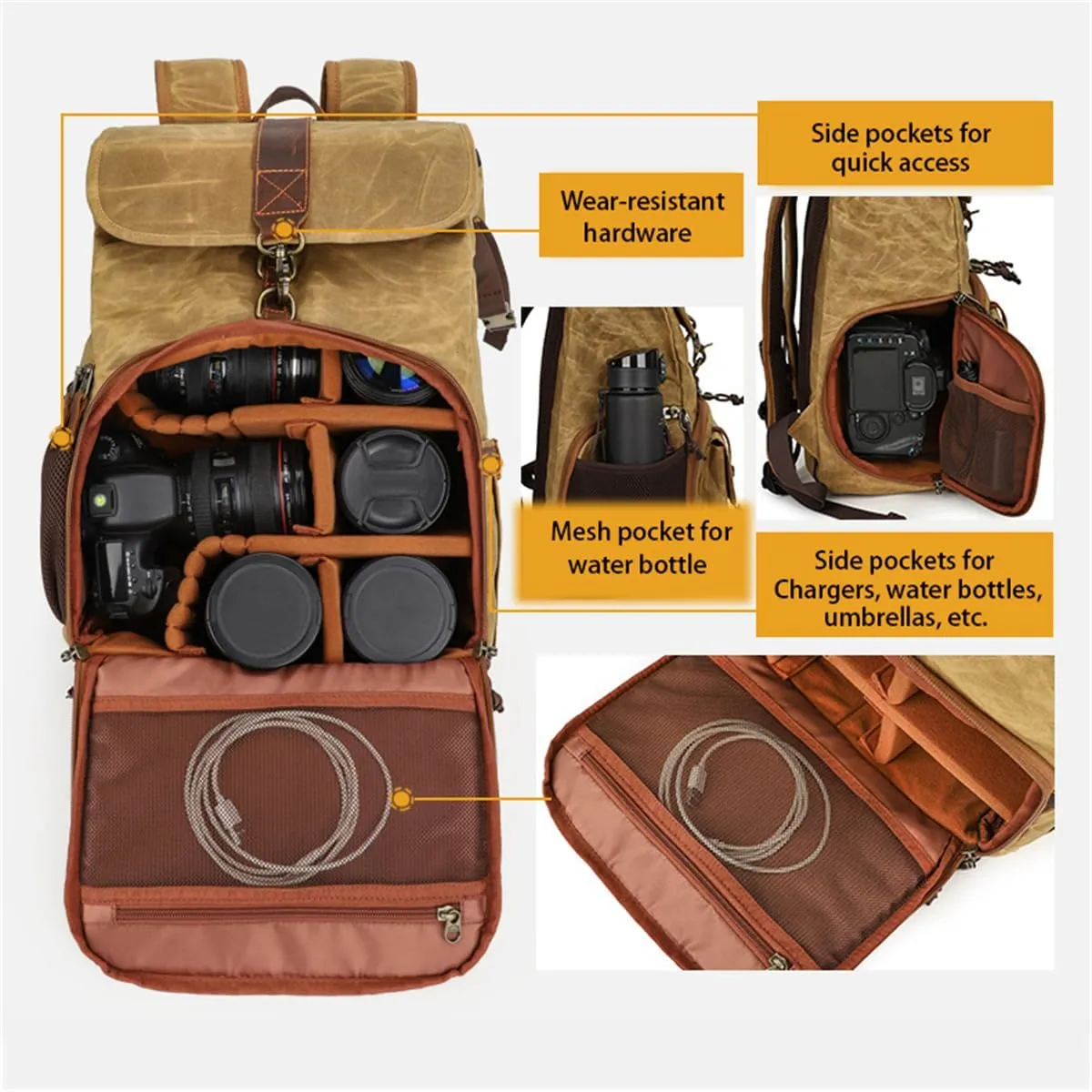 Camera Backpack Bag Professional for SLR DSLR Mirrorless, Hiking Waterproof Camera Case with Laptop Compartment (Grey)