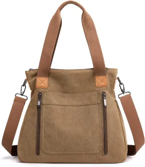 Canvas Crossbody Bags for Women Trendy Tote Purses Work Shoulder Multi-pocket Handbags