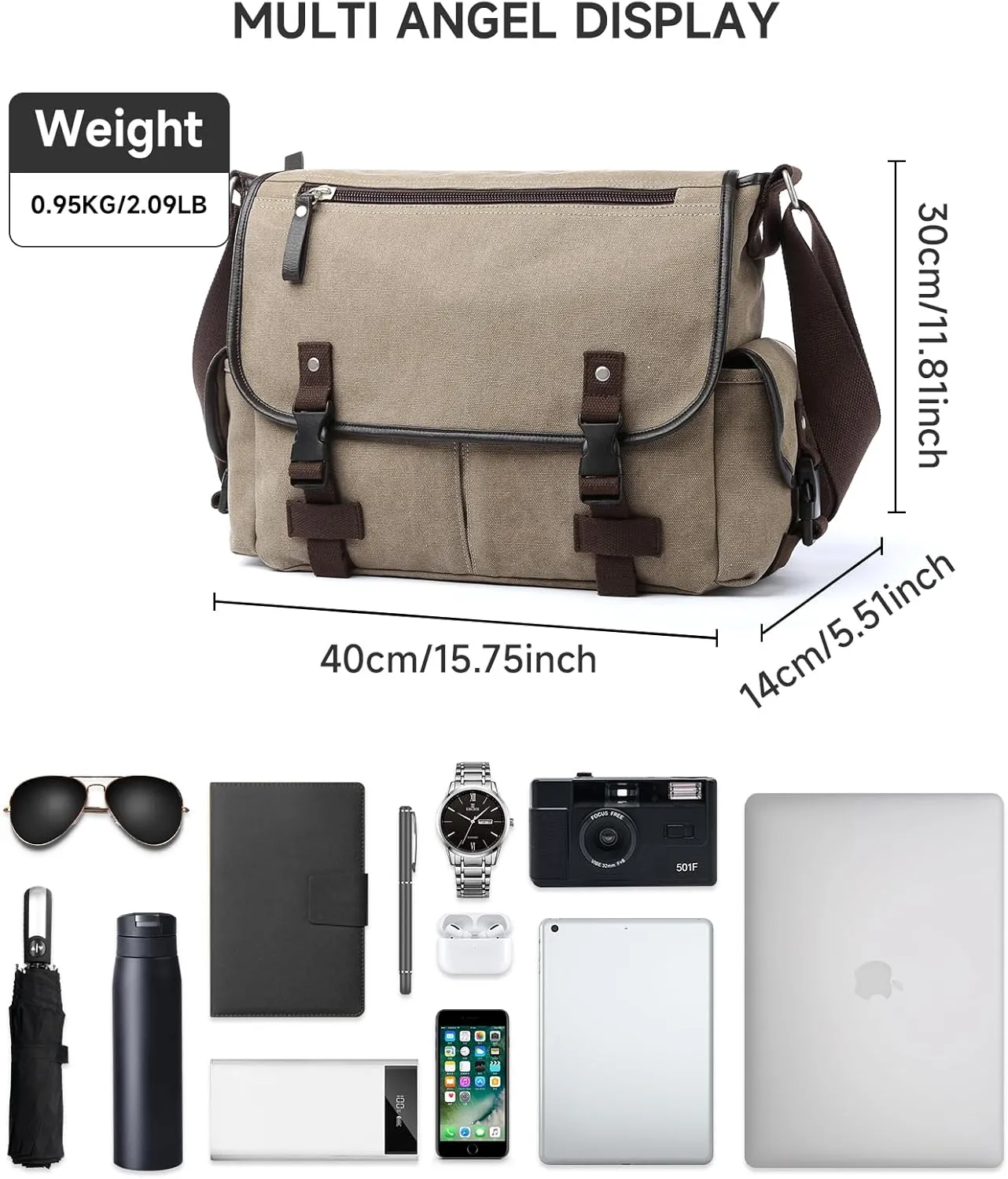 Canvas Messenger Bag, Vintage Crossbody Bags for Men Women