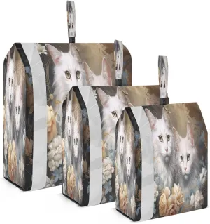 Cat Flowers Packing Cubes for Travel 3 Set Compression Packing Bags Suitcase Organizer Bags Set for Woman Man