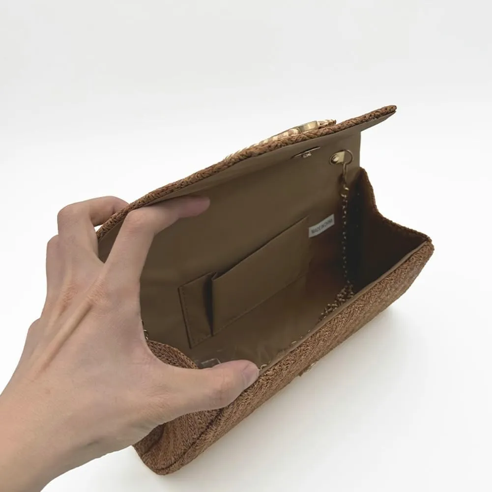 Chic Straw Clutch Purses for Women Evening Bag Formal Clutch Handbags Summer Straw Beach Bag Dressy Purse for Party Wedding