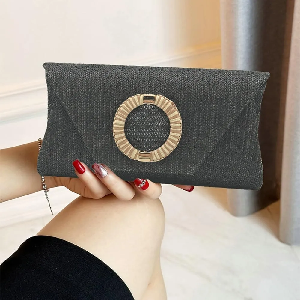 Chic Straw Clutch Purses for Women Evening Bag Formal Clutch Handbags Summer Straw Beach Bag Dressy Purse for Party Wedding