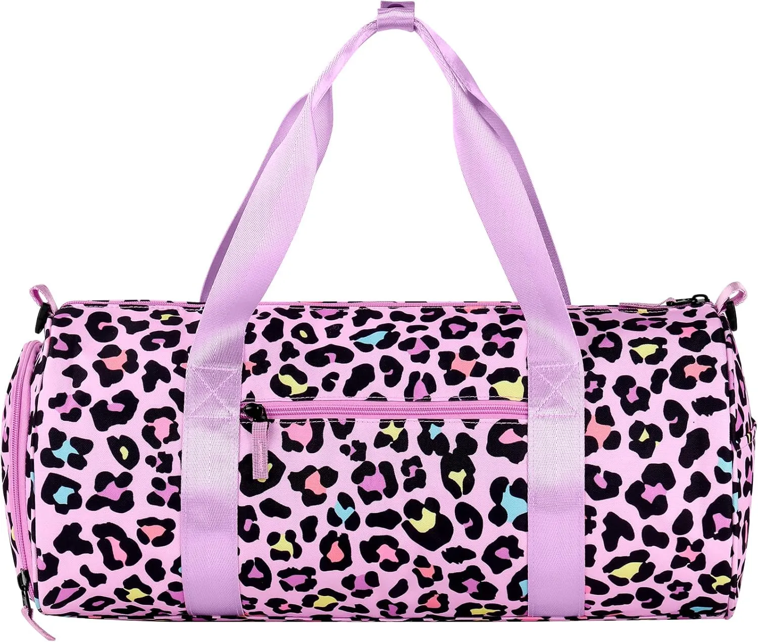Choco Mocha Kids Duffle Bag Girls - Cheetah Weekender Overnight Bags for Little Girl Dance Bag Ages 6-8, Pink