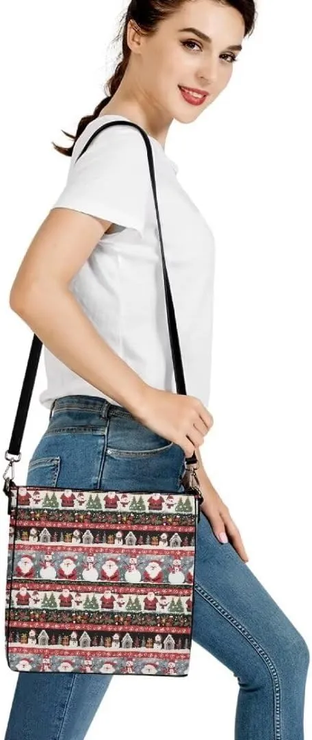 Christmas Shoulder Bucket Bag for Women Large Leather Tote Bag Stylish Hobo Bags Daily Storage Bag with Pockets