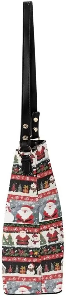 Christmas Shoulder Bucket Bag for Women Large Leather Tote Bag Stylish Hobo Bags Daily Storage Bag with Pockets