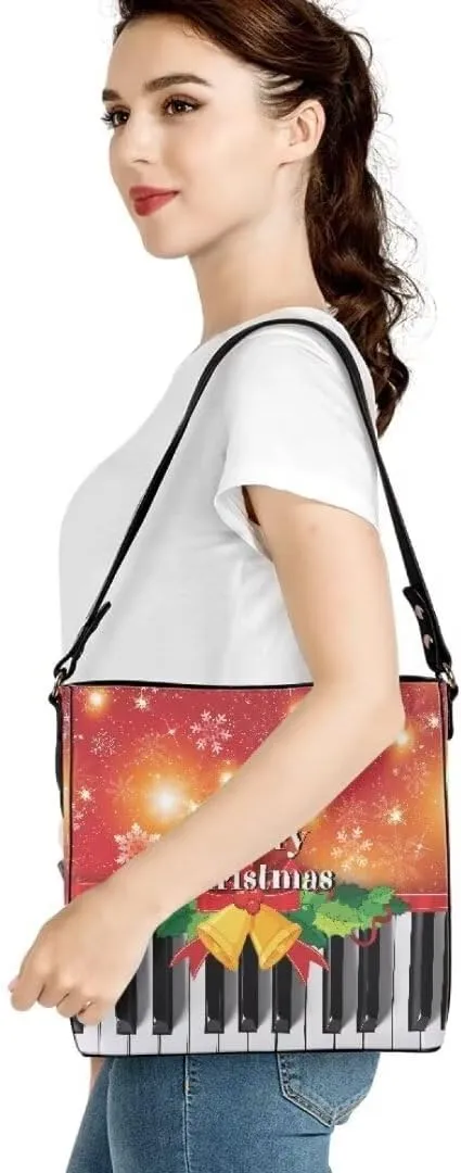 Christmas Shoulder Bucket Bag for Women Large Leather Tote Bag Stylish Hobo Bags Daily Storage Bag with Pockets