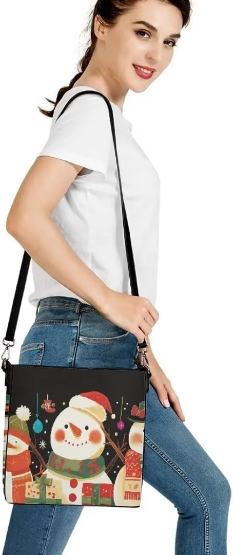 Christmas Shoulder Purse Bucket Bag for Women Leather Tote Bag Stylish Travel Shopping Hobo Bags,Multiple Pockets