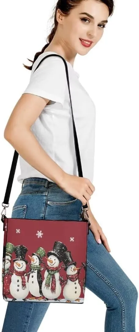 Christmas Shoulder Purse Bucket Bag for Women Leather Tote Bag Stylish Travel Shopping Hobo Bags,Multiple Pockets