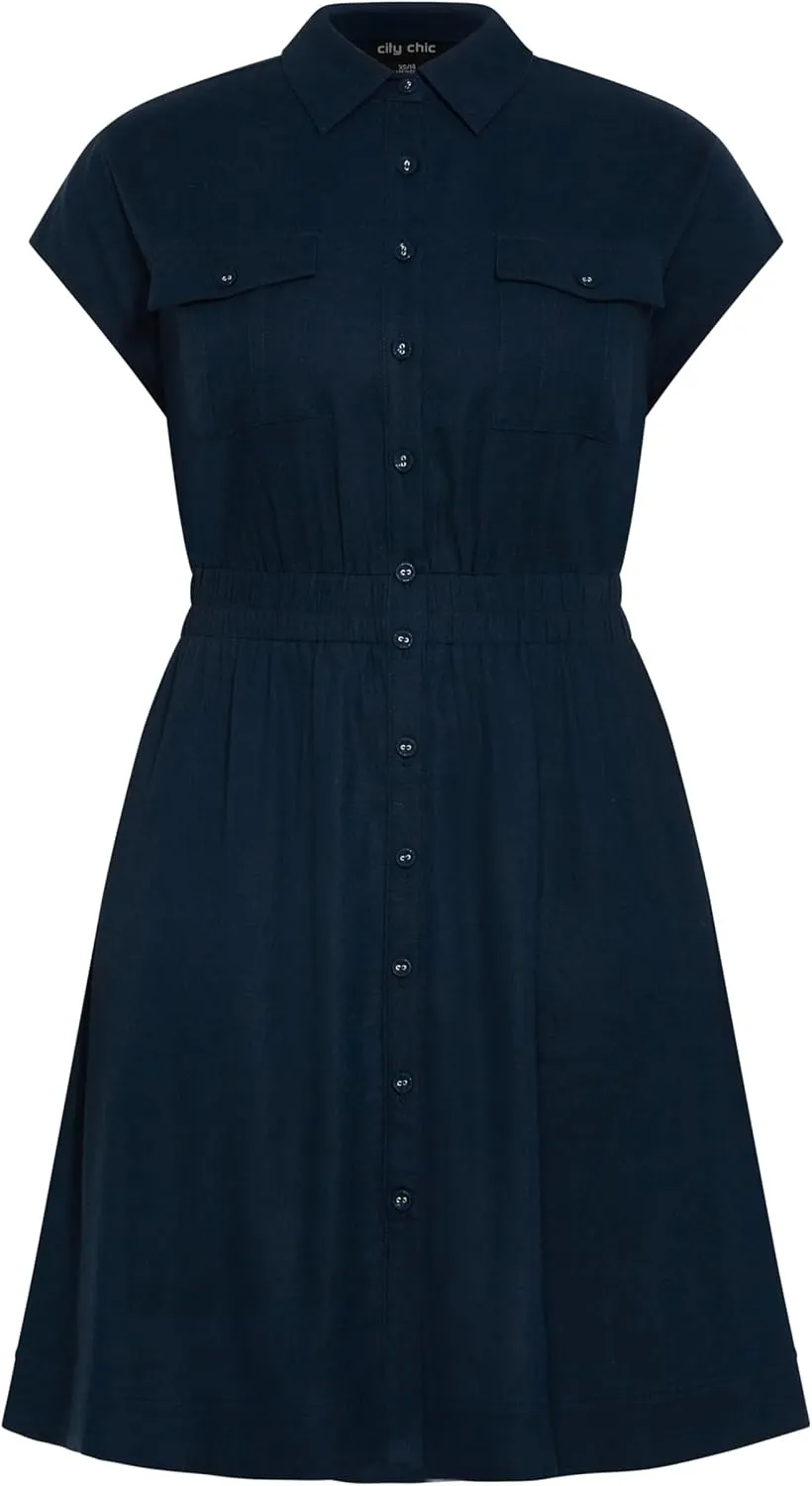 City Chic Plus Size Dress, Antonella Cap Sleeve Collared Dress