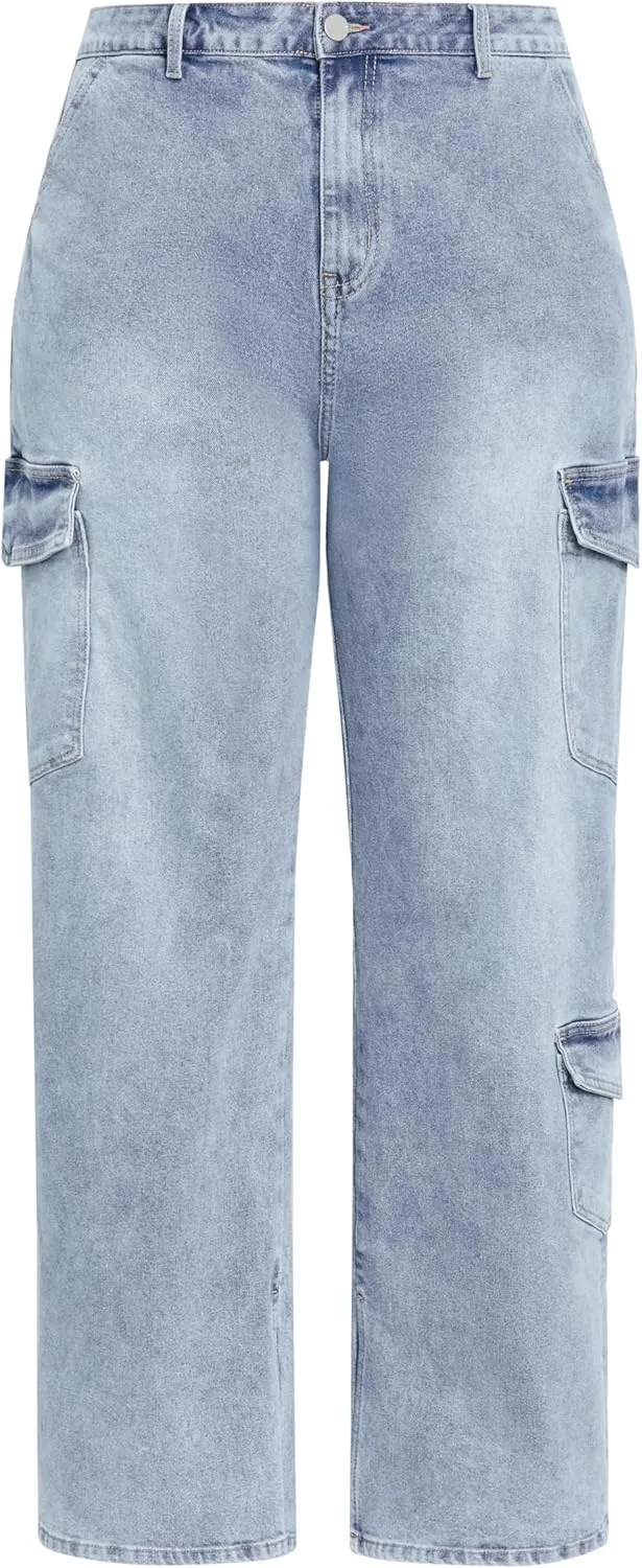 City Chic Plus Size Jeans, Cargo Luna Wide Leg Jean