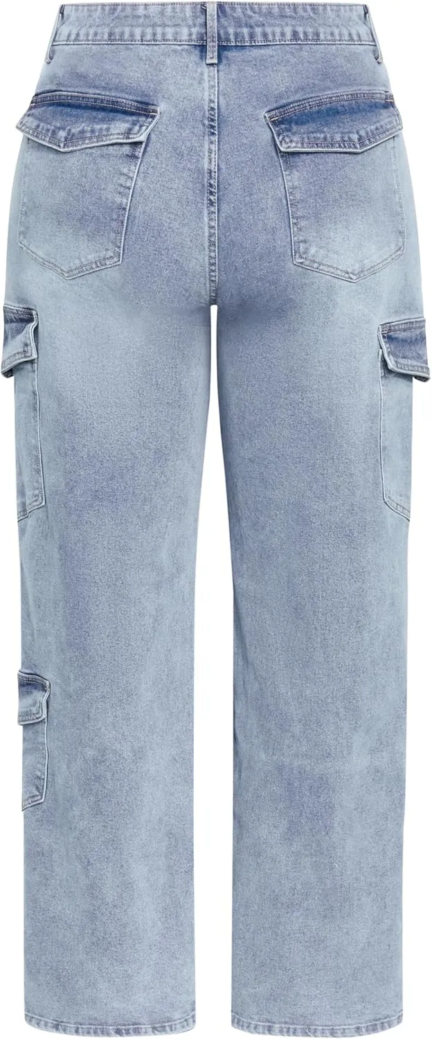 City Chic Plus Size Jeans, Cargo Luna Wide Leg Jean