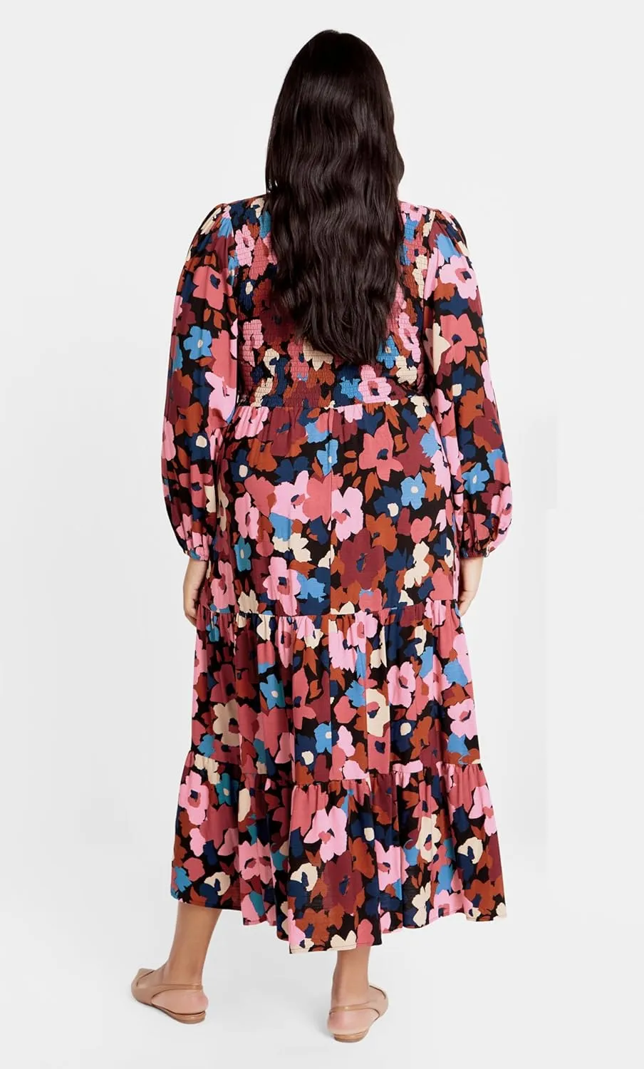 City Chic Women's Dress-Jayden Puff Sleeve Tiered Print