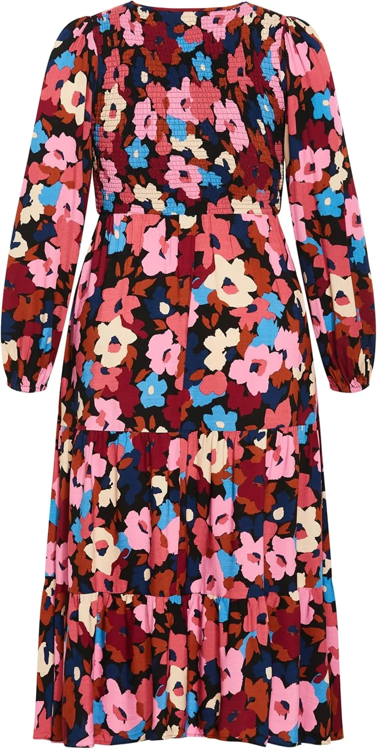 City Chic Women's Dress-Jayden Puff Sleeve Tiered Print