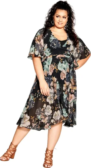 CITY CHIC Women's Midi Dress-Epic Fleur