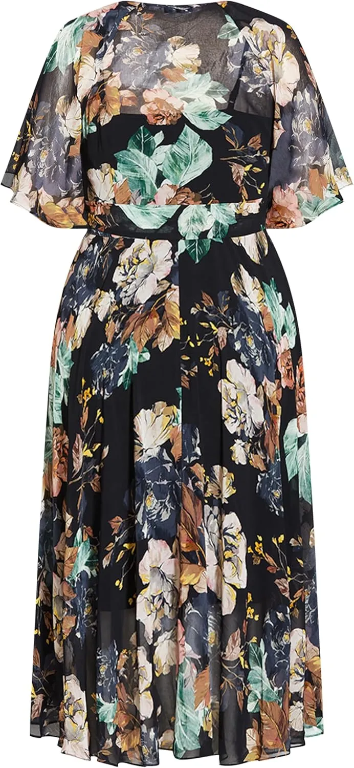 CITY CHIC Women's Midi Dress-Epic Fleur