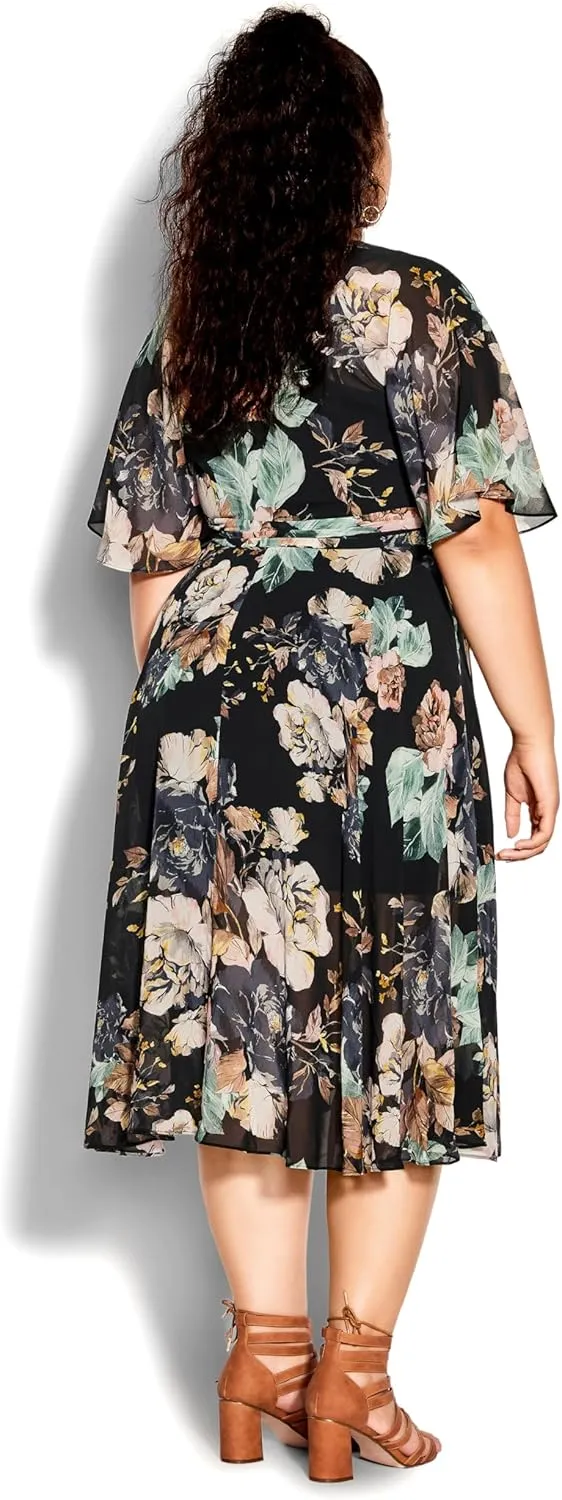 CITY CHIC Women's Midi Dress-Epic Fleur