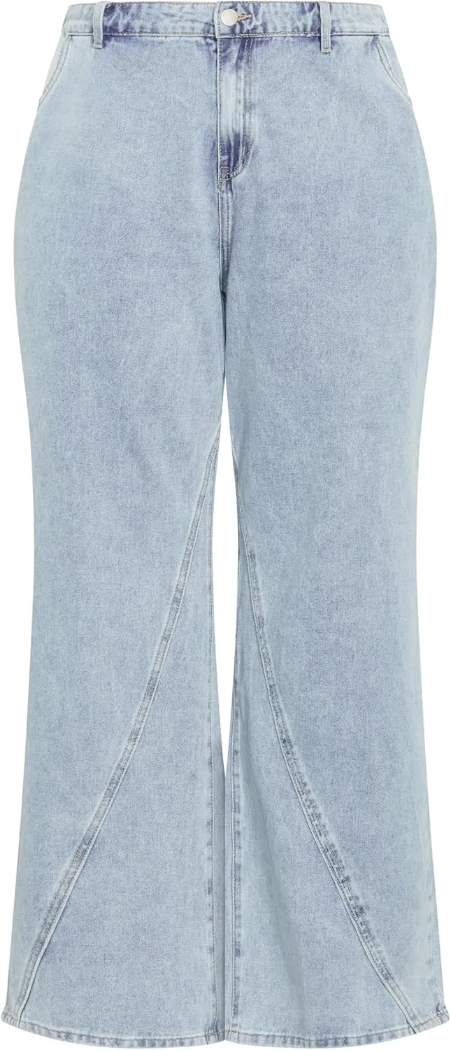 City Chic Women's Plus Size Harley Kyla Wide Leg Jean