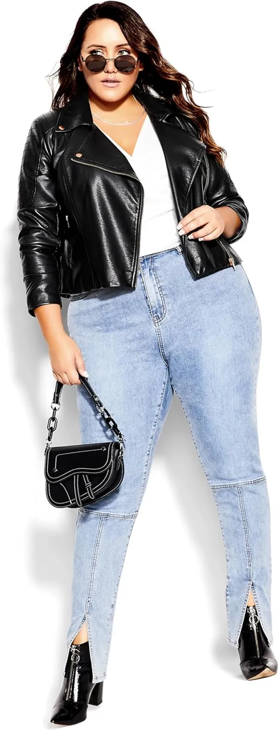 City Chic Women's Plus Size Jacket - Zip Biker