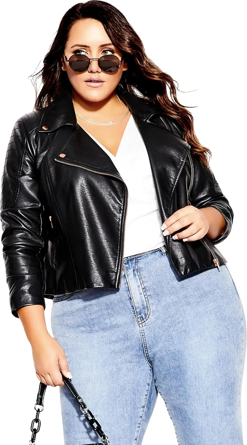 City Chic Women's Plus Size Jacket - Zip Biker