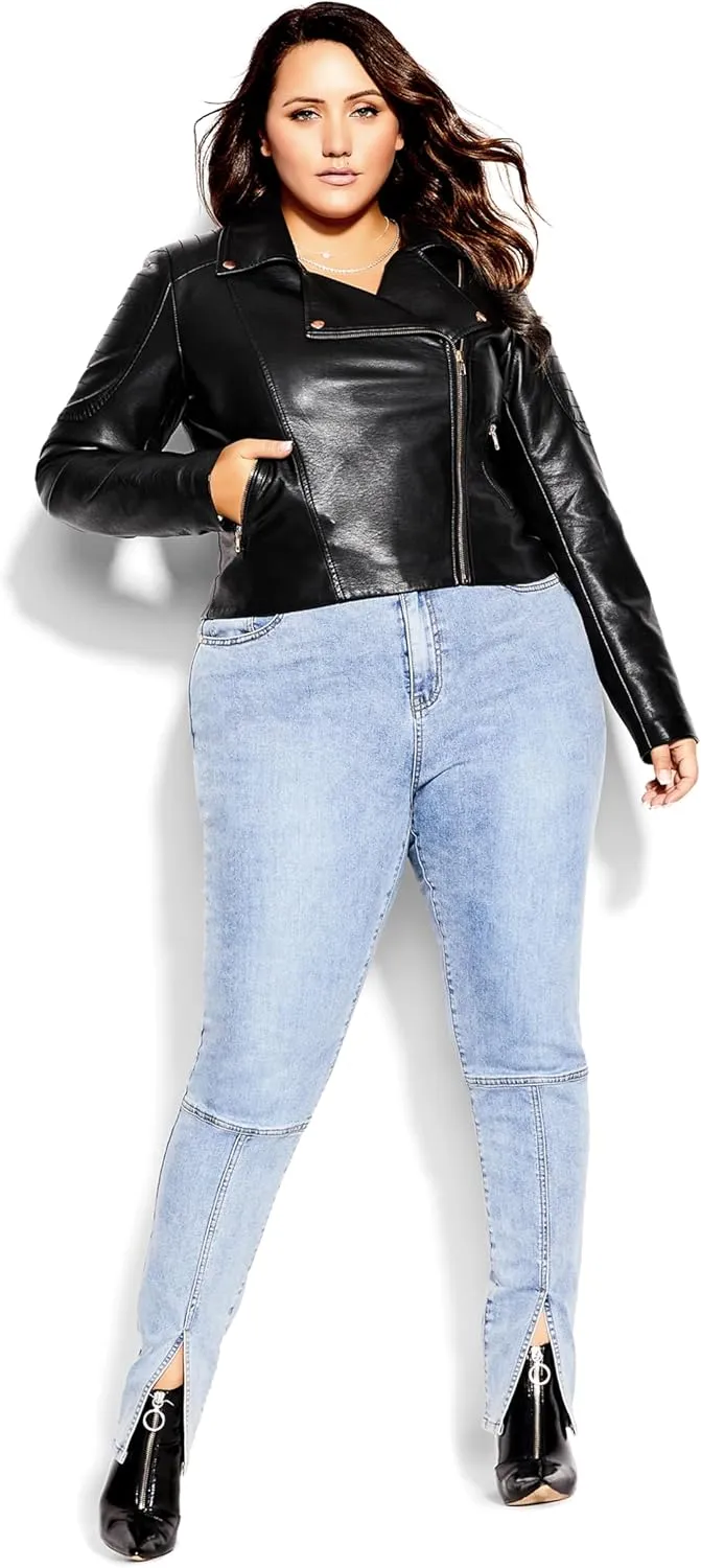 City Chic Women's Plus Size Jacket - Zip Biker