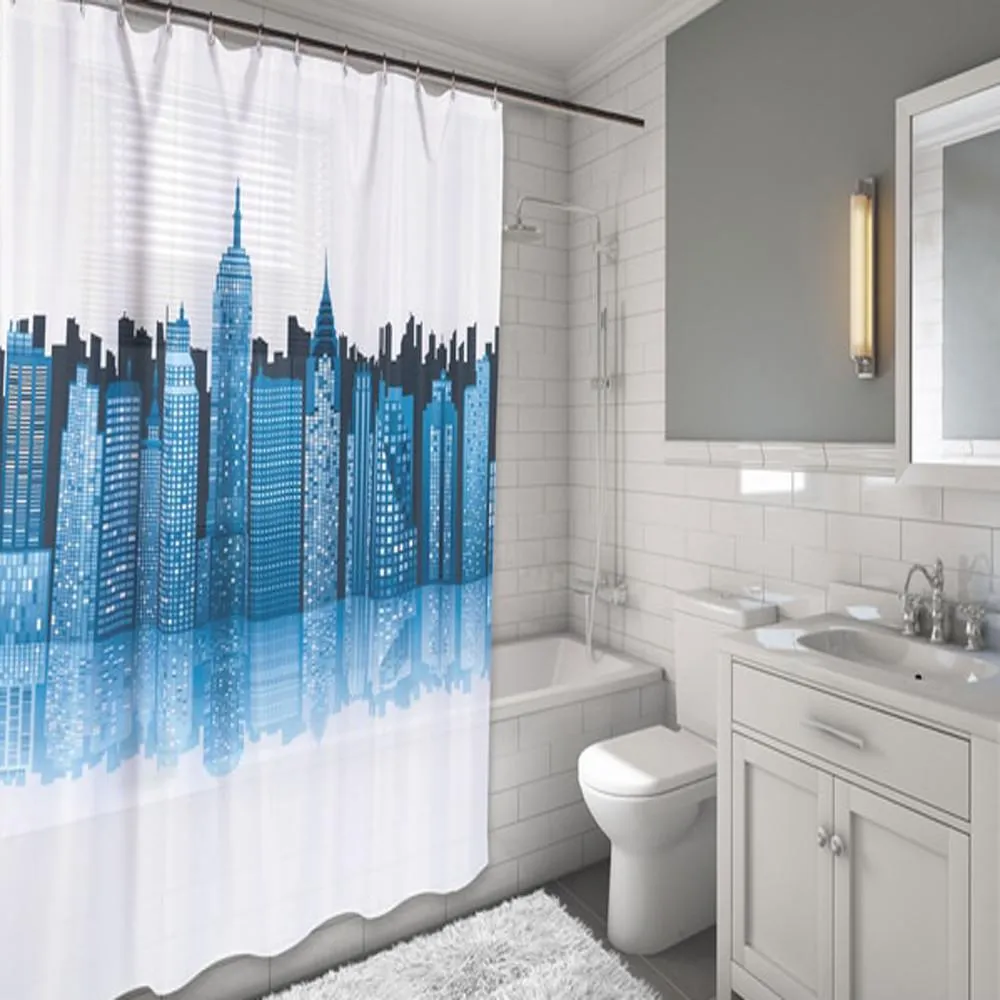 Cityscape Fabric Shower Curtain