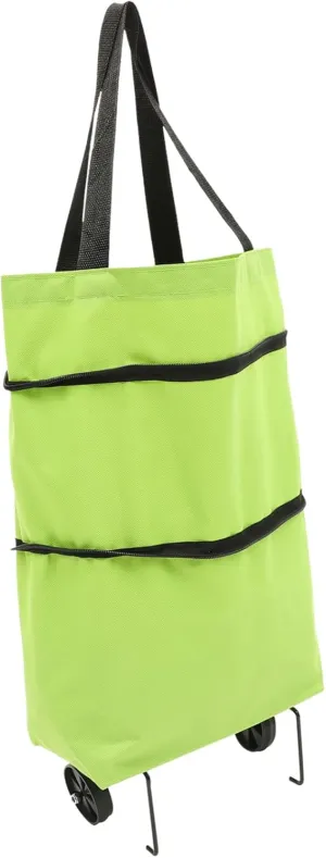 Collapsible Trolley Bag with Wheels Adjustable Shoulder Strap Foldable Grocery Storage Bag Convenient Lightweight Design for Shopping and Laundry Color