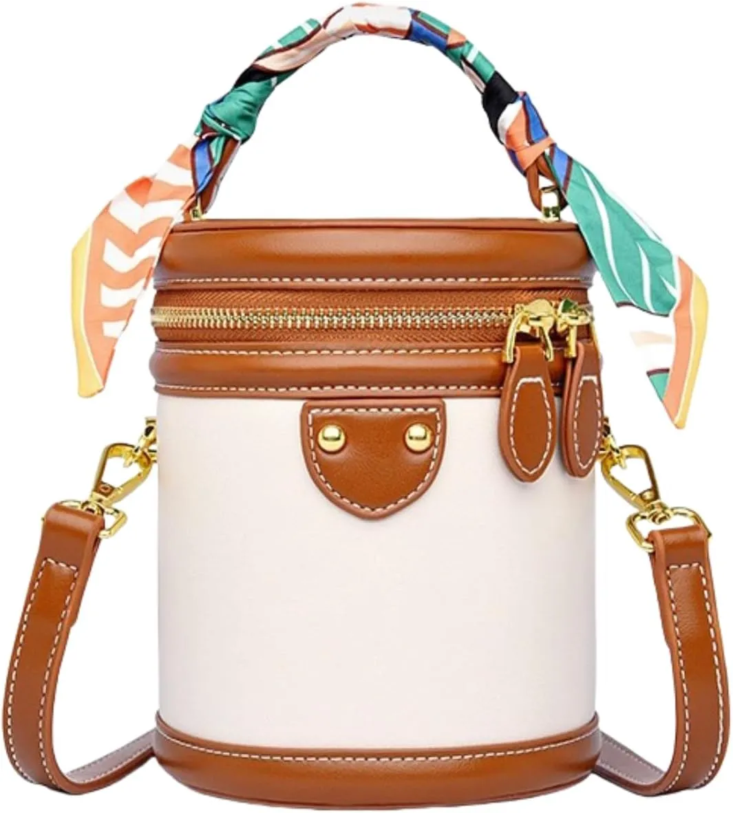 Colorblock Bucket Bag For Women,Women's Crossbody Bag,leather bucket bag,2025 New Summer Niche Design Cylinder Bag