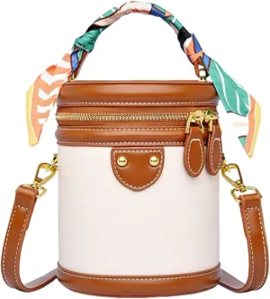 Colorblock Bucket Bag For Women,Women's Crossbody Bag,leather bucket bag,2025 New Summer Niche Design Cylinder Bag
