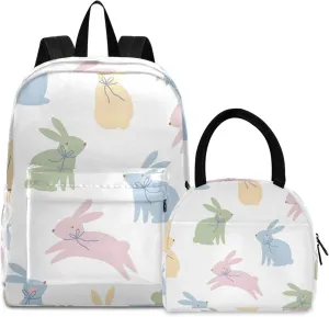 Colorful Easter Eggs Flowers Kids Bag Set Cooler Bags Insulated Waterproof, Simple Modern Backpack, Backpacks for Girls for School