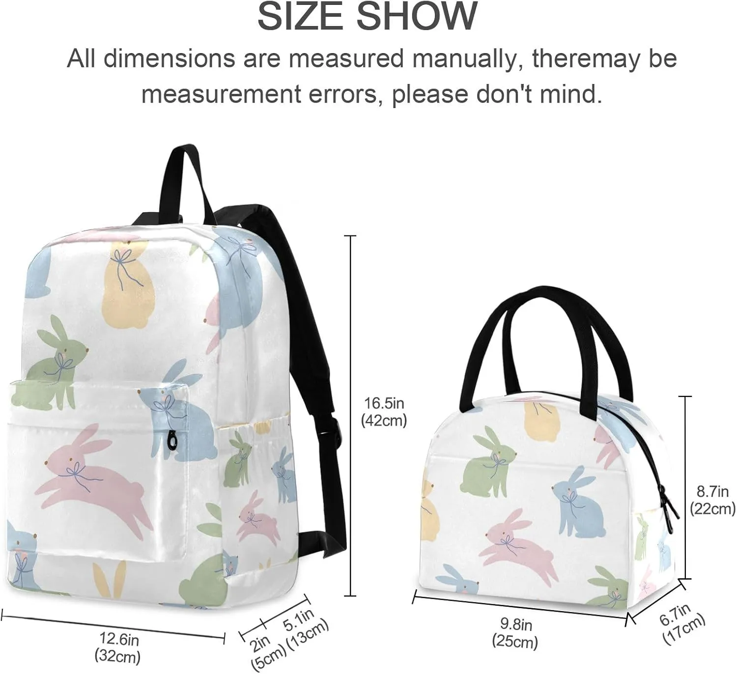 Colorful Easter Eggs Flowers Kids Bag Set Cooler Bags Insulated Waterproof, Simple Modern Backpack, Backpacks for Girls for School