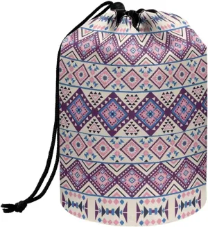 Cosmetic Bag Travel Toiletry Bag for Women Drawstring Pouch Large Makeup Bag Aztecs Style Print Makeup Organizer Bag Purple
