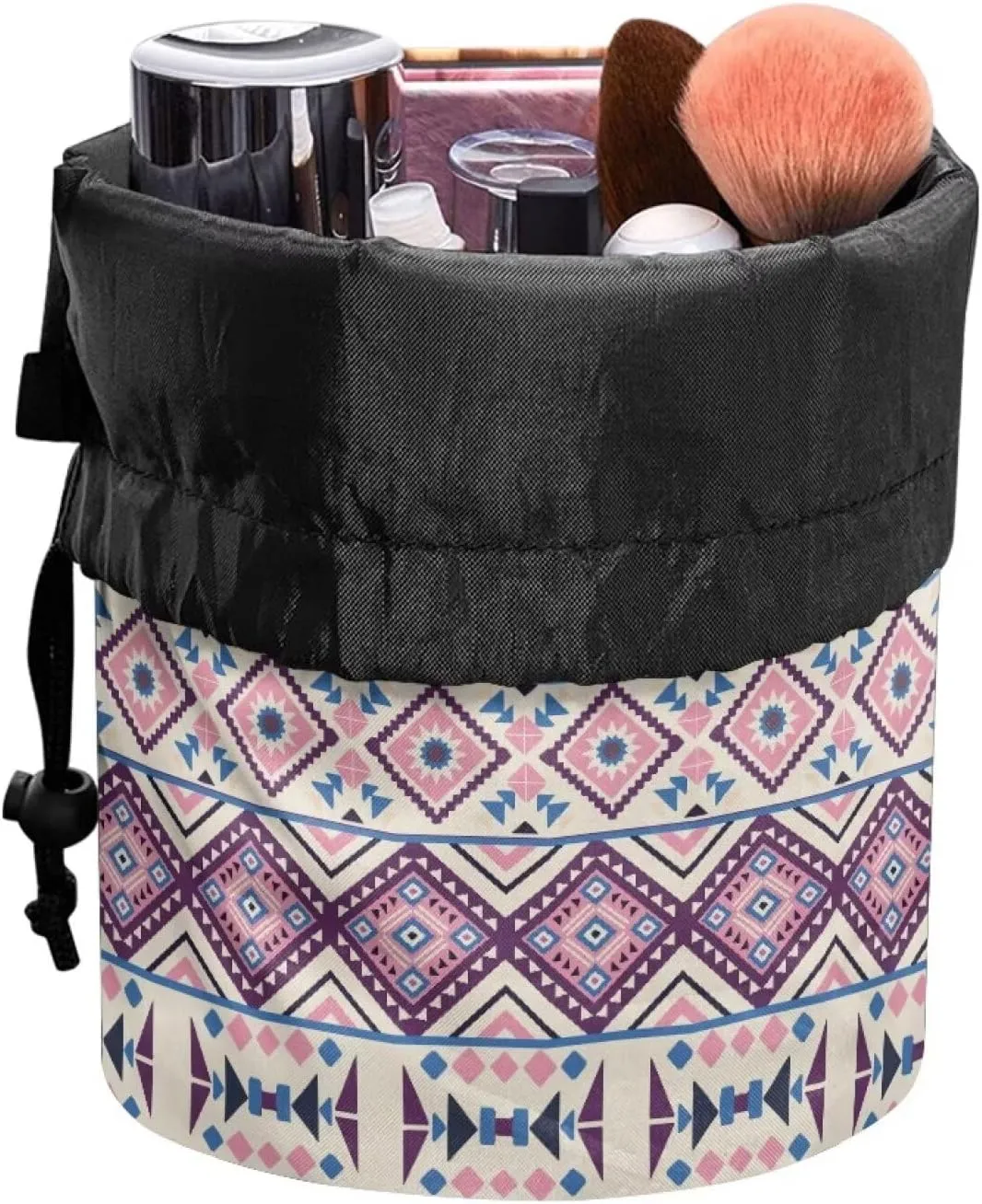 Cosmetic Bag Travel Toiletry Bag for Women Drawstring Pouch Large Makeup Bag Aztecs Style Print Makeup Organizer Bag Purple