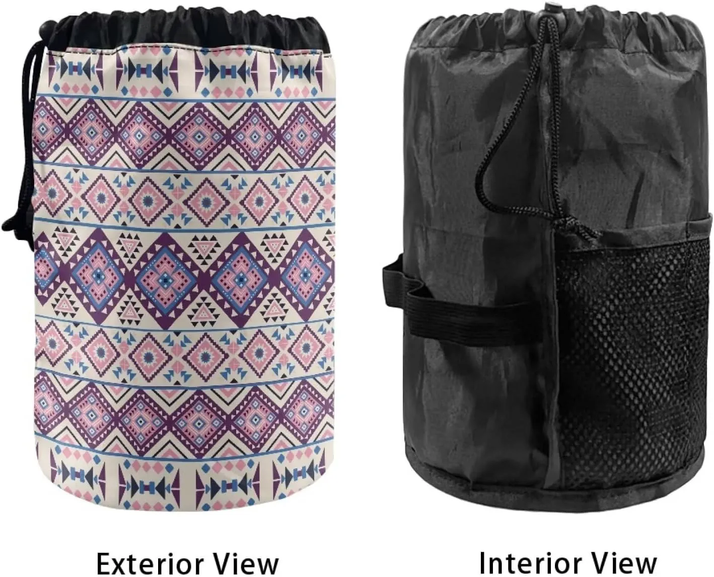 Cosmetic Bag Travel Toiletry Bag for Women Drawstring Pouch Large Makeup Bag Aztecs Style Print Makeup Organizer Bag Purple
