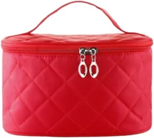 Cosmetic Female Quilted Professional Women Capacity Storage Handbag Travel Makeup Bag (Pink)