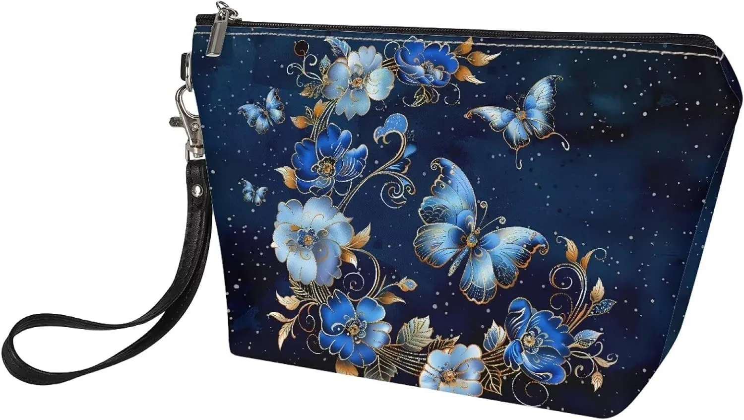 Cozeyat Butterfly Floral Makeup Bag, Adorable Roomy Cosmetic Pouch Multifunction Toiletry Cases Travel Accessories Organizer Storage Bag with Zipper for Women Girls