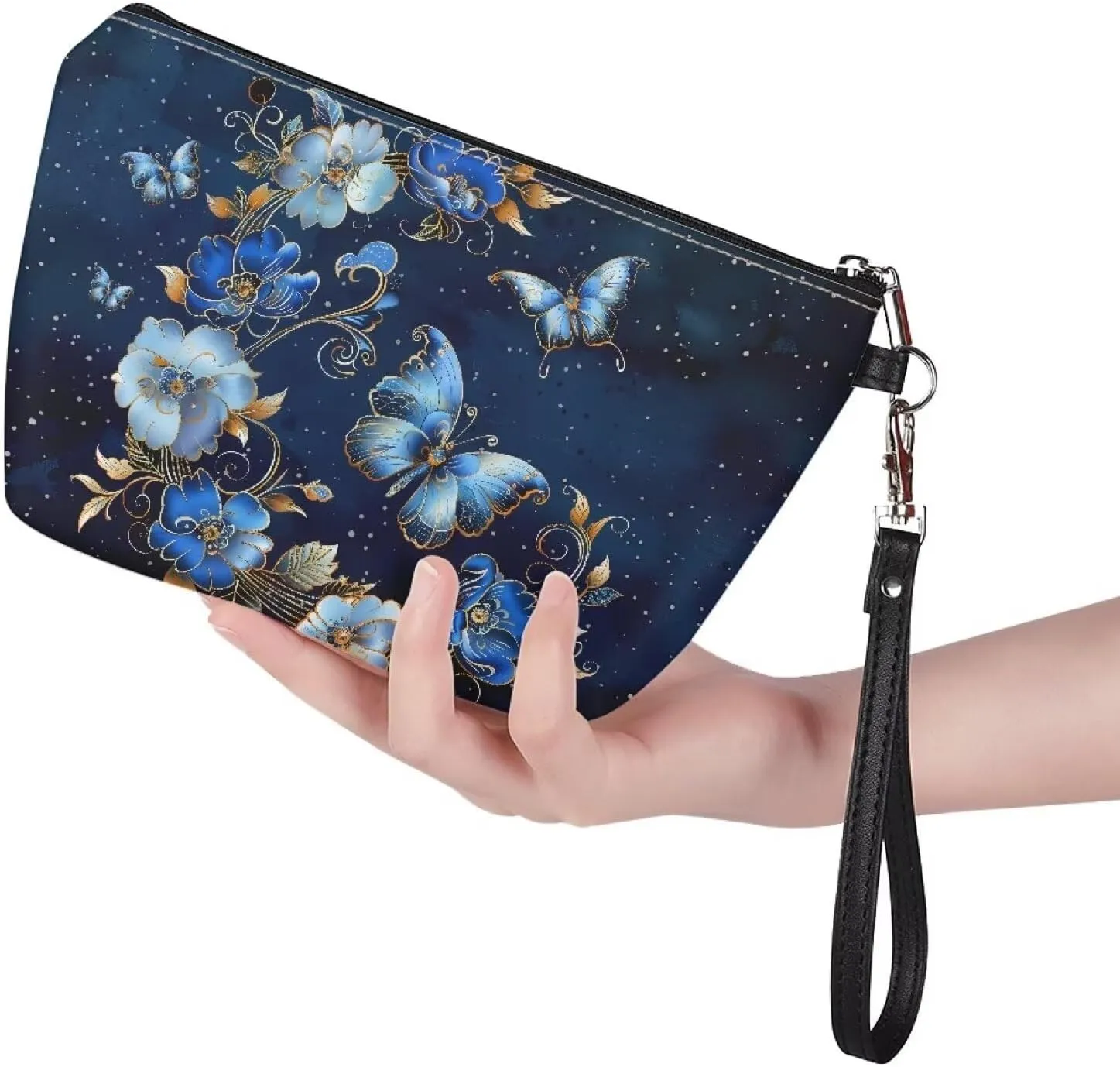 Cozeyat Butterfly Floral Makeup Bag, Adorable Roomy Cosmetic Pouch Multifunction Toiletry Cases Travel Accessories Organizer Storage Bag with Zipper for Women Girls