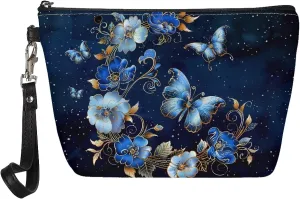 Cozeyat Butterfly Floral Makeup Bag, Adorable Roomy Cosmetic Pouch Multifunction Toiletry Cases Travel Accessories Organizer Storage Bag with Zipper for Women Girls