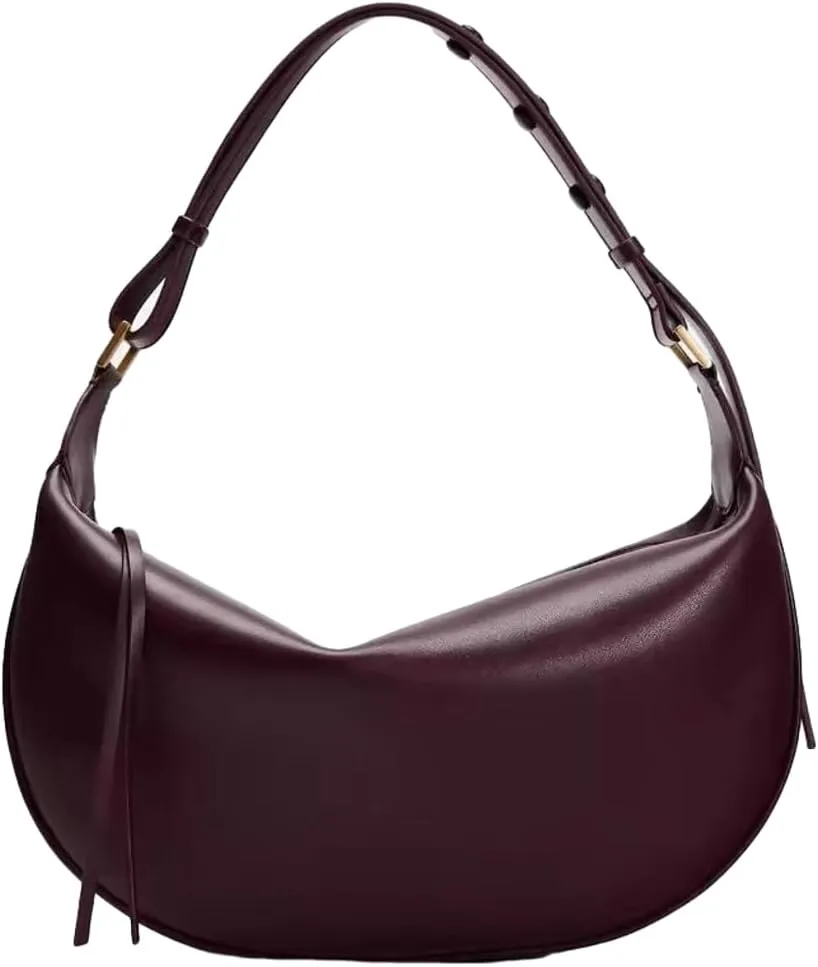 Crescent Shoulder Bags for Women Vegan Leather Tote Purse Underarm Handbag Retro Crossbody Tote Bags Trendy Satchel Handbags