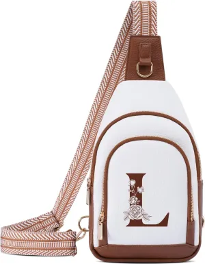 Crossbody Bag for Women Leather Sling Bags with Initial Letter Fanny Chest Pack Bag for Travel, Gift for Mom Wife