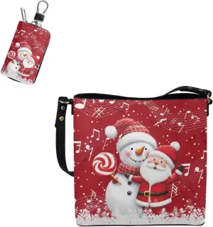 Crossbody Bags for Women Leather Bucket Bags with Car Key Case 2 Piece Shoulder Bag Trendy Handbag