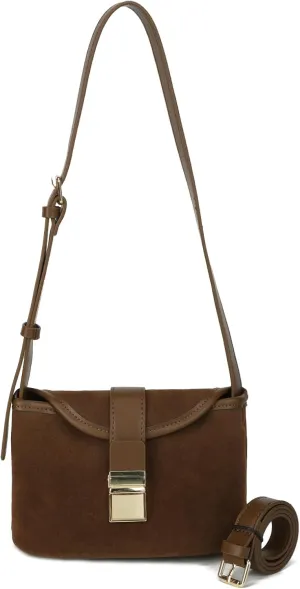 Crossbody Bags for Women Small Suede Purse Retro Bucket Bags Trendy Saddle Shoulder Bag Vintage Mini Satchel Handbags