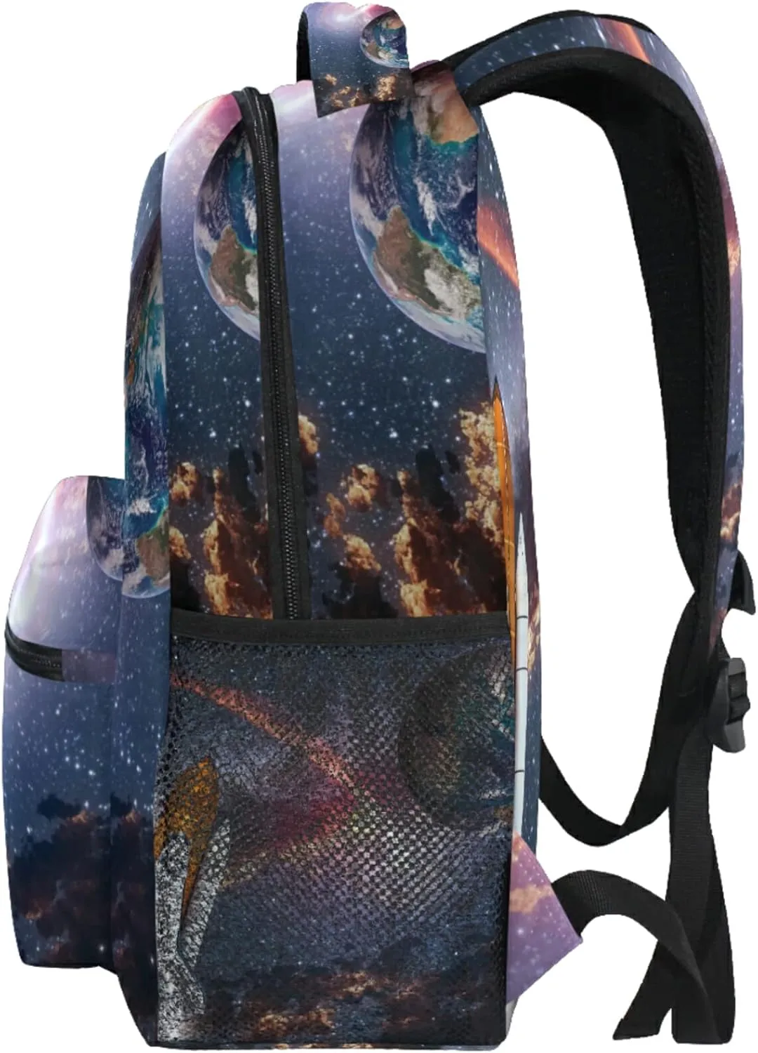 Custom Backpacks Personalized Spaceship Earth Planet Bookbag with Name/Text Boys Girls School Backpack Bookbags for Kids Students