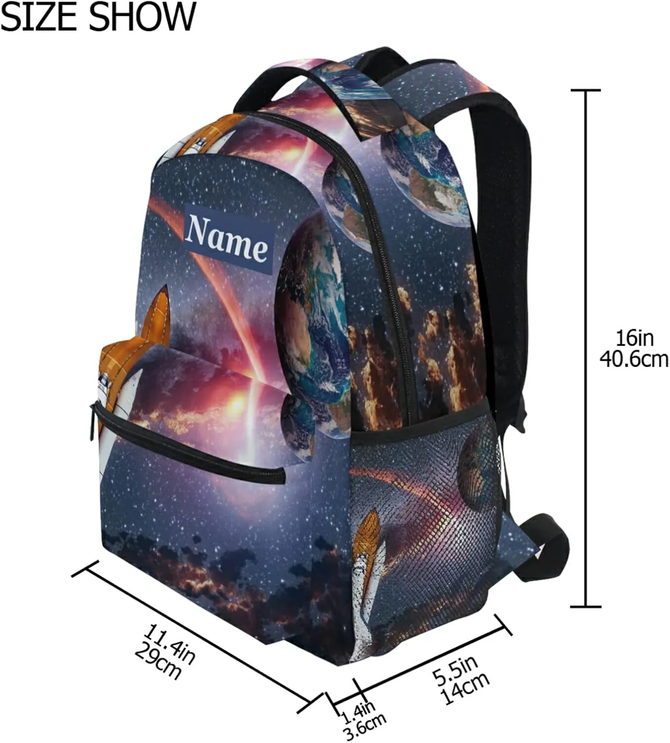 Custom Backpacks Personalized Spaceship Earth Planet Bookbag with Name/Text Boys Girls School Backpack Bookbags for Kids Students