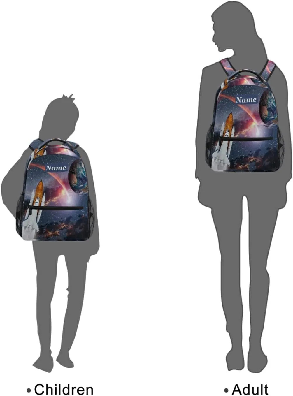 Custom Backpacks Personalized Spaceship Earth Planet Bookbag with Name/Text Boys Girls School Backpack Bookbags for Kids Students