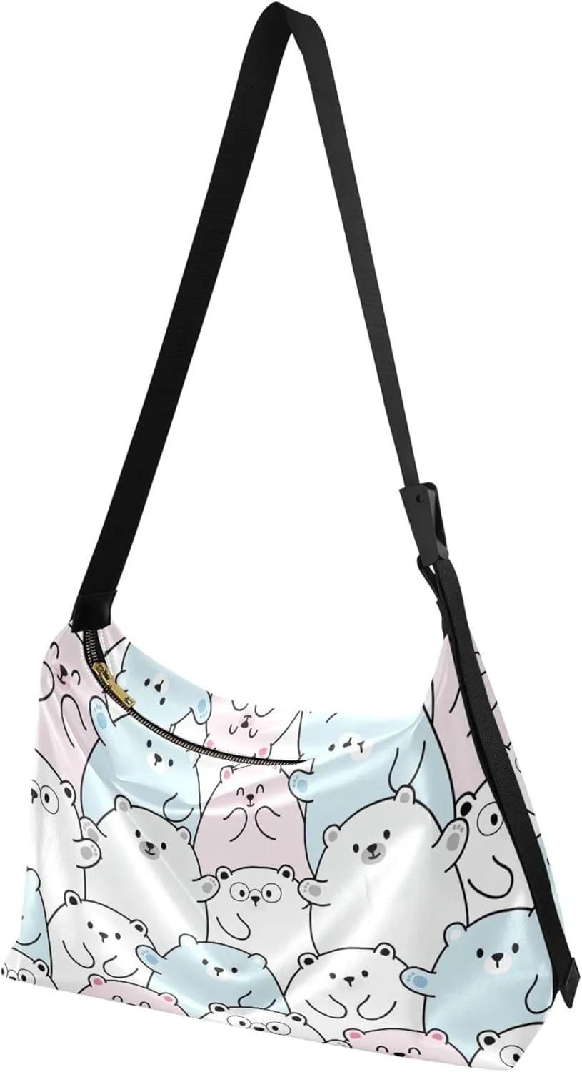 Cute Bulldog Hobo Leather Bags for Women Large Crossbody Purse Stylish Animal Print Shoulder Handbag Purse