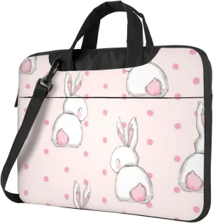 Cute Bunny Pattern Pink Rabbit Modern 13-15.6 Inch Laptop Bag For Man And Women, Computer Messenger Bag, Trendy Shoulder Strap Design