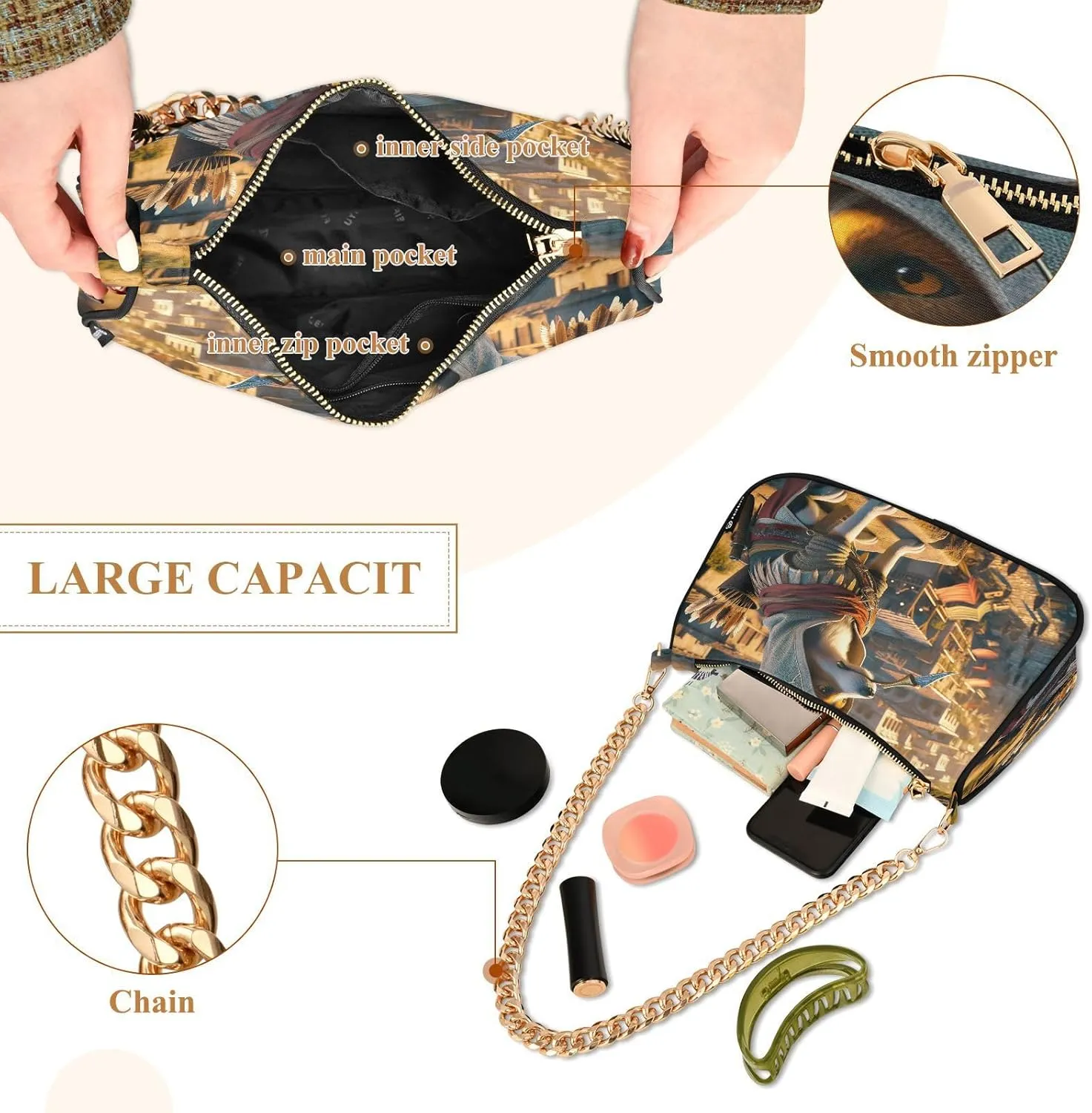 Cute Cartoon Frog Big Eyes Purse with Zipper, Trendy Bags for Women